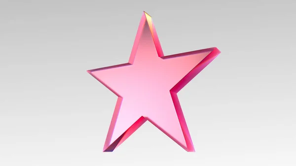 ピンクのガラスの結晶の星図白い背景に3Dレンダリング — ストック写真