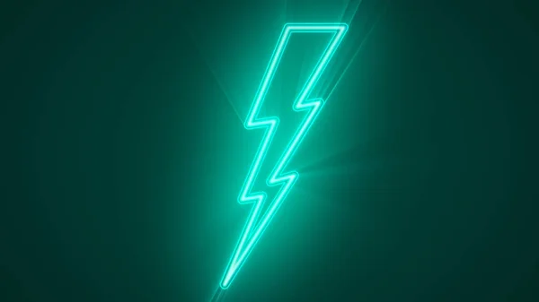 Cyan Blue Neon Glowing Bolt Flash Symbol — Stock Photo, Image