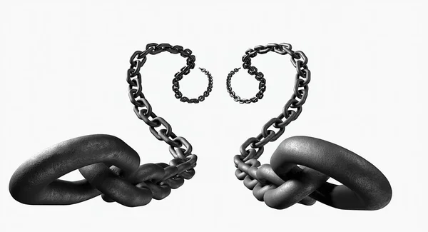 Ilustración Dos Viejas Cadenas Metálicas Arañadas Simétricas Aisladas Sobre Fondo —  Fotos de Stock