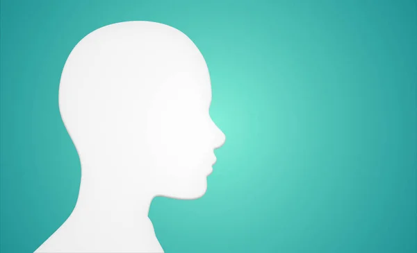 Human head female face profile silhouette papercut greeting card