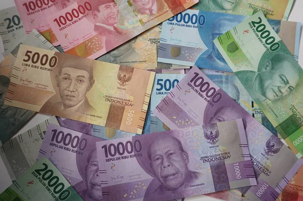 Rupia Indonesia Billetes Moneda Muchos Valores Oficialmente Del Banco Indonesia — Foto de Stock
