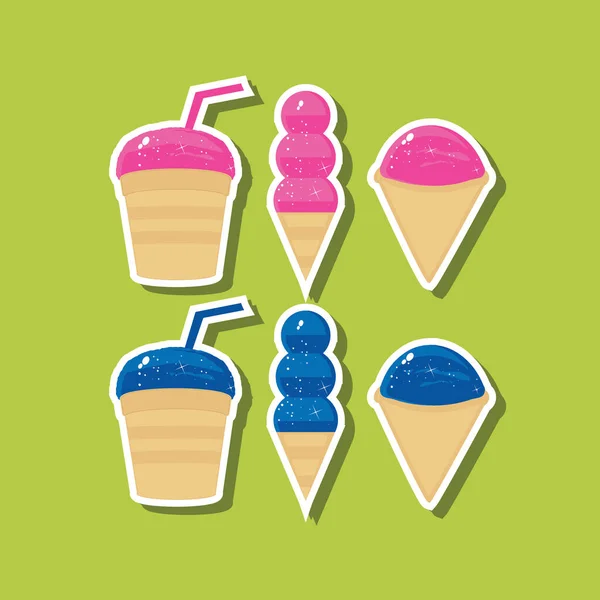 Gelo Raspado Cones Conjunto Vetor Logotipo —  Vetores de Stock