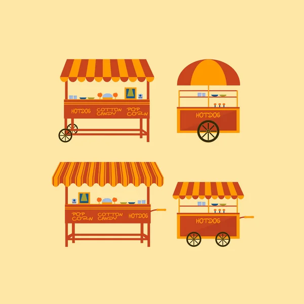 Carrito Comida Hotdog Palomitas Maíz Más Diseño Vectorial Ilustración Moderna — Archivo Imágenes Vectoriales