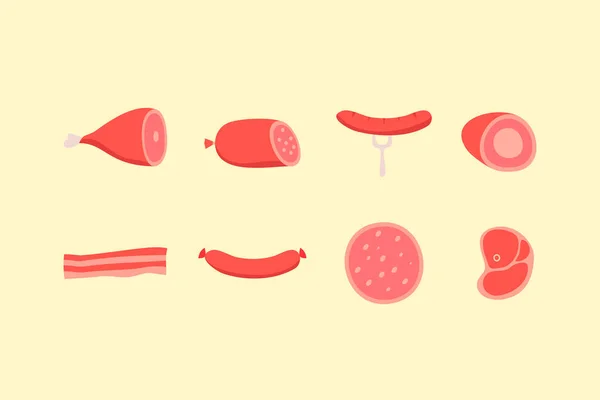 肉制品设计矢量平面现代插图 — 图库矢量图片