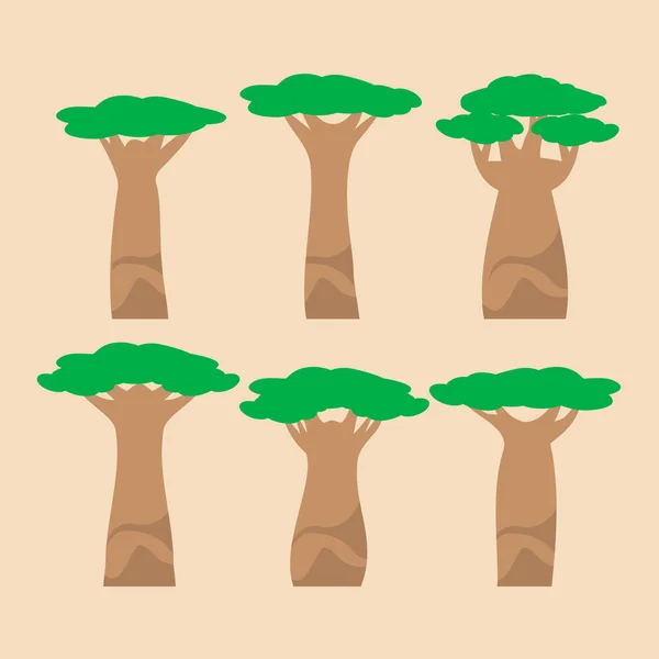 Векторная Плоская Современная Иллюстрация Дерева Баобаба — стоковый вектор