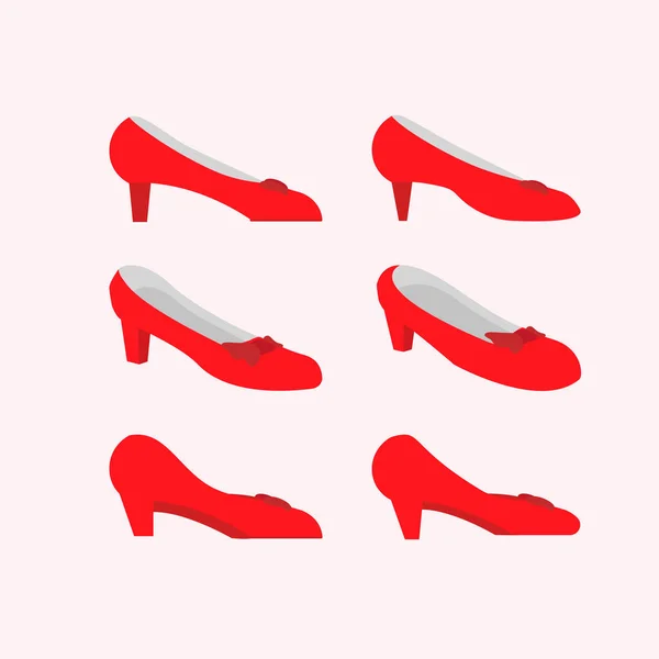 Donne Rosse Scarpe Design Vettore Illustrazione Moderna — Vettoriale Stock