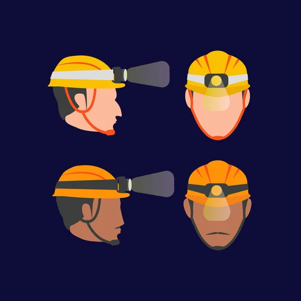 Man Wearing Miners Helmet Lamp Light Design Modern Vector Illustration — Διανυσματικό Αρχείο