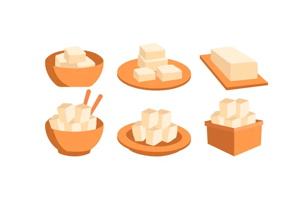 Delicious Tofu Design Vector Flat Modern Isolated Illustration — 스톡 벡터