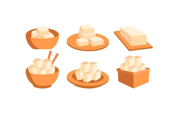 Delicious Tofu Design Vector Flat Modern Isolated Illustration — Vetor de Stock