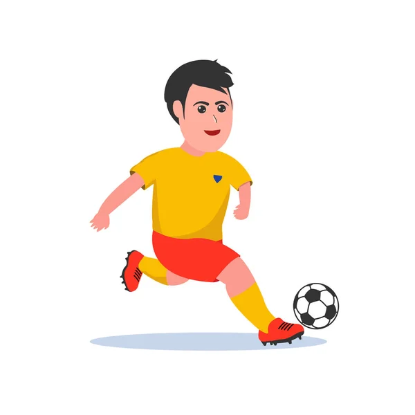 Ένα Αγόρι Ποδοσφαιριστής Σχέδιο Κινουμένων Σχεδίων Επίπεδη Διάνυσμα Σύγχρονη Απομονωμένη — Διανυσματικό Αρχείο