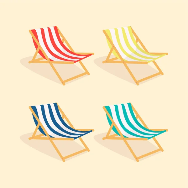 Deck Chair Design Vector Flat Modern Isolated Illustration — Archivo Imágenes Vectoriales