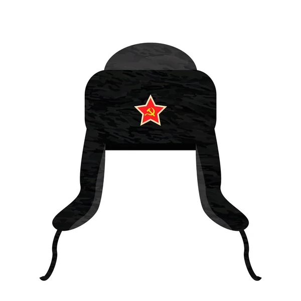 Russian Ushanka Hat Star Design Vector Flat Modern Isolated Illustration — 图库矢量图片