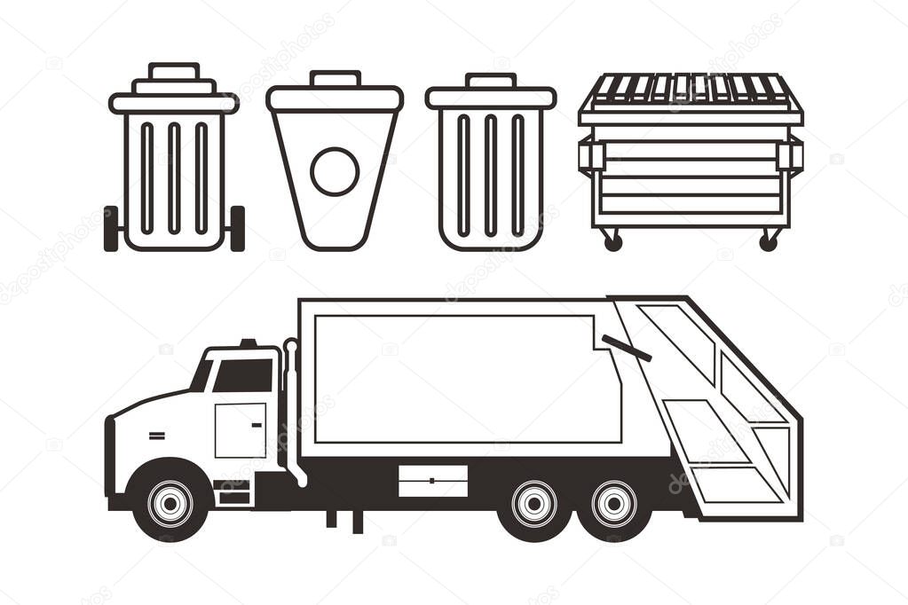 set of garbage icons design vector flat modern isolated on white background