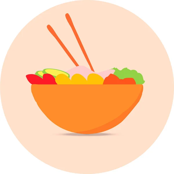 Icono Diseño Poke Bowl Vector Moderno Plano Ilustración — Vector de stock