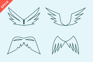 Hanedanlık için el çizimi kanatlar, dövmeler, logolar çizgi film tasarım vektörü düz modern izole çizimler