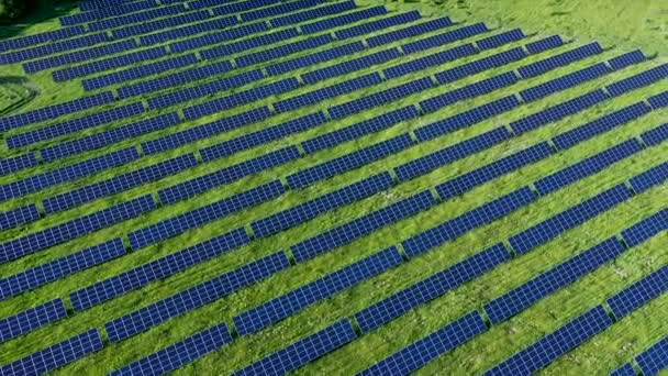 Ecología Paneles Centrales Solares Los Campos Energía Verde Atardecer Paisaje — Vídeos de Stock