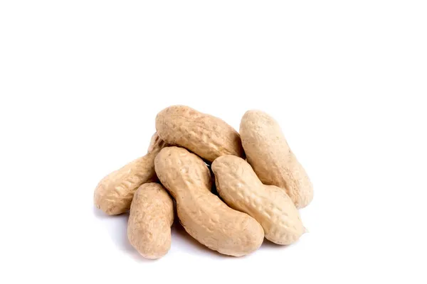 Amendoim Descascado Vagem Amendoim Isolado Fundo Branco — Fotografia de Stock