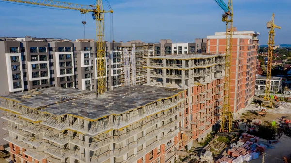 Luftaufnahme Des Betonrahmens Eines Bau Befindlichen Hohen Wohnhauses Einer Stadt — Stockfoto