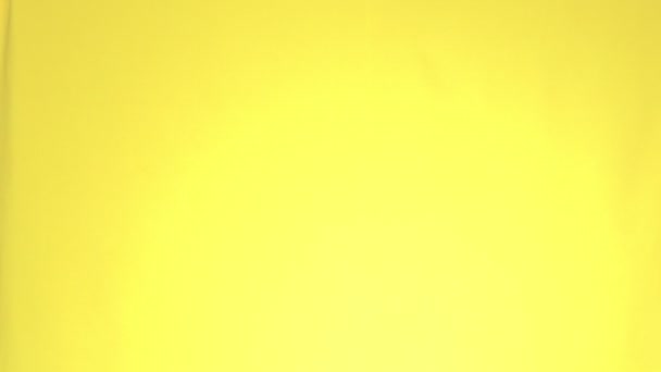 Vrolijke Vrouw Met Pakjes Gele Achtergrond Black Friday Sale Concept — Stockvideo