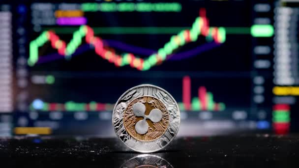 Mynt Ripple Xrp Bakgrund Cryptocurrency Handel Diagram Datorskärmen Digitala Pengar — Stockvideo