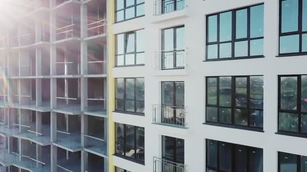Nşaat Halindeki Yüksek Apartmanın Havadan Görüntüsü Gayrimenkul Geliştirme — Stok video