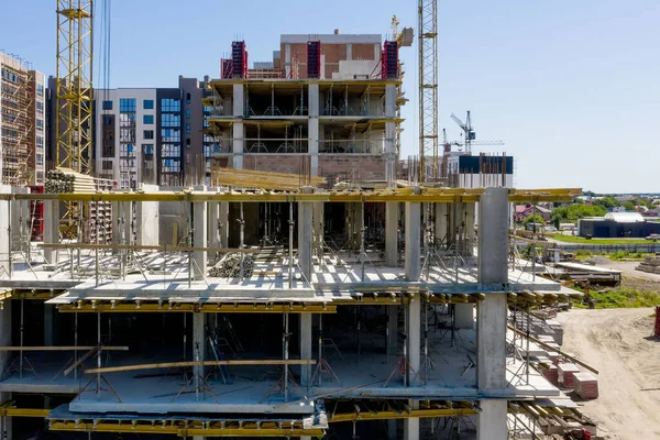 Luftaufnahme Eines Hohen Wohnhauses Bau Immobilienentwicklung — Stockfoto