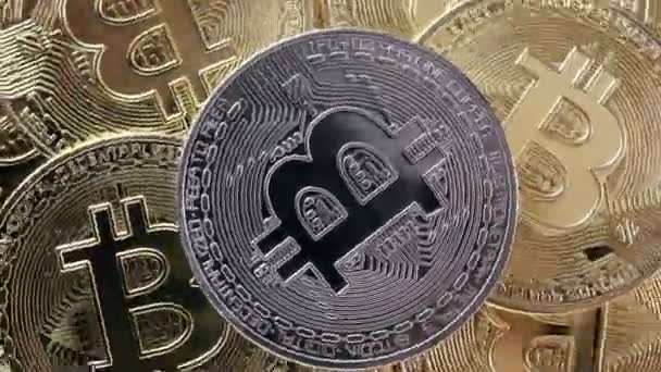 Valuta Criptovaluta Bitcoin Btc Bit Coin Tecnologia Blockchain Estrazione Bitcoin — Video Stock
