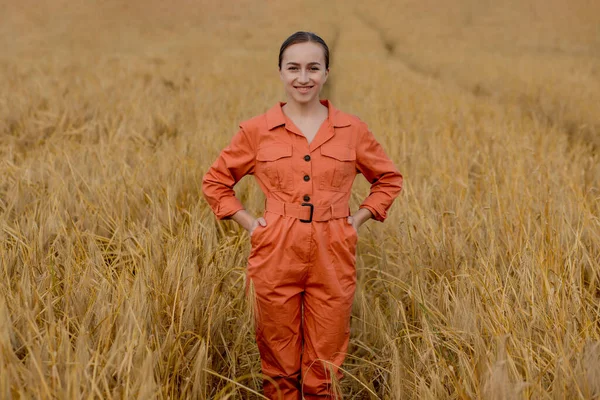 Portrait Agronomist Farmer Digital Tablet Computer Wheat Field — Stock Photo, Image