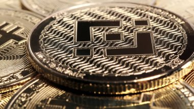 Bitcoins arka planında para şifreli para binası. BNB.