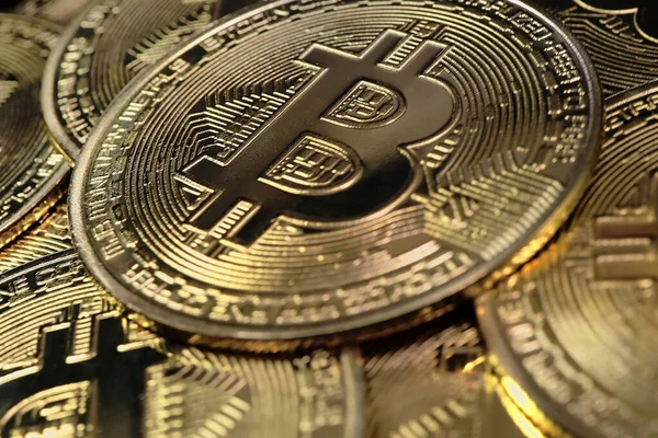 Monnaie Cryptographique Bitcoin Btc Bit Coin Technologie Blockchain Exploitation Minière — Photo