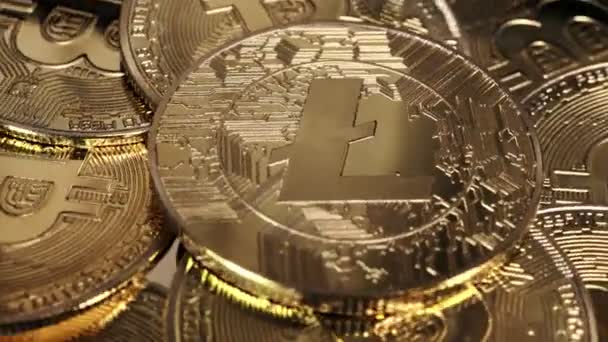 Litecoin Ltc Moneta Sfondo Bitcoin Criptovaluta Concetto Investimento — Video Stock