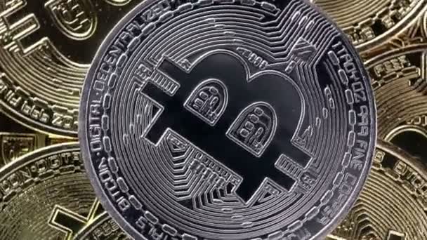 Κρυπτονομίσματα Bitcoin Btc Bit Coin Τεχνολογία Blockchain Εξόρυξη Bitcoin Μακρό — Αρχείο Βίντεο