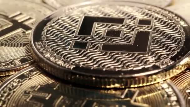 Pièce Crypto Monnaie Binance Sur Fond Bitcoins Bnb — Video