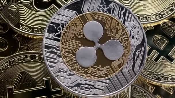 Ripple Xrp Mynt Bitcoins Bakgrund Cryptocurrency Investera Koncept — Stockvideo