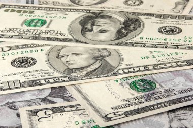 Karışık Doları para arka plan. Dolar arka planı kapat.