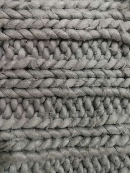 Detail Eines Rustikalen Handgefertigten Klobigen Teppichs Gestrickte Wolle Hintergrund — Stockfoto