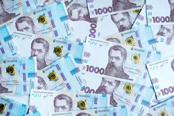 Background 1000 Hryvnias Money Texture Many Ukrainian Hryvnias Ukrainian Banknote — Stock fotografie