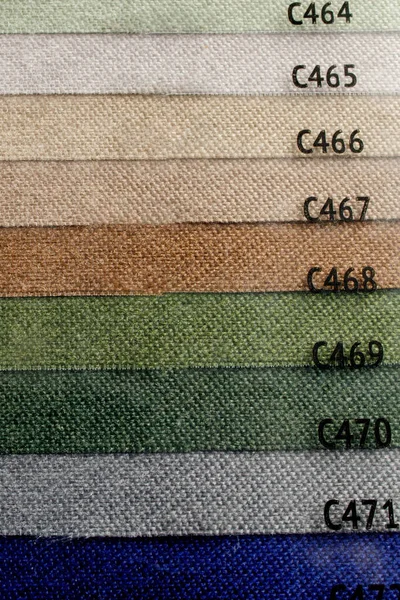 Catálogo Diferentes Tons Cores Tecido Variedade Cor Tecido Denso Paleta — Fotografia de Stock