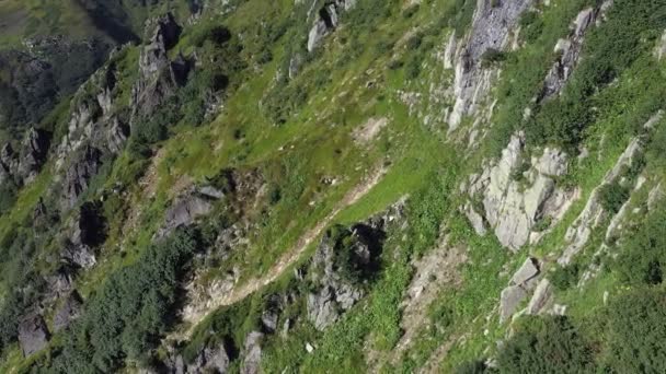 Vista Aérea Del Pico Rocoso Montaña Spitz Las Montañas Los — Vídeos de Stock