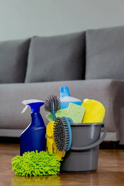 Brushes Sponges Rubber Gloves Cleaners Cleaning Bucket Household Cleaners — Foto de Stock