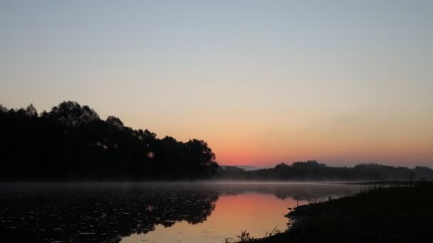 Timelapse Sunrise River Summer Morning Sun Rising Horizon Line Shore — Stockvideo