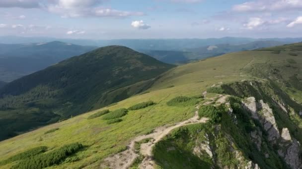 Вид Блакитне Небо Гірський Пейзаж Сцена Рано Вранці Гірський Природний — стокове відео