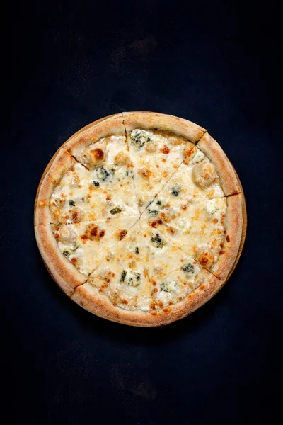 Pizza Four Cheeses Mozzarella Blue Cheese Parmesan Cheese Italian Cuisine — Stock Photo, Image