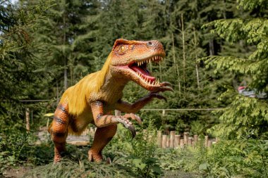 Parkta bir sürü farklı dinozor var..