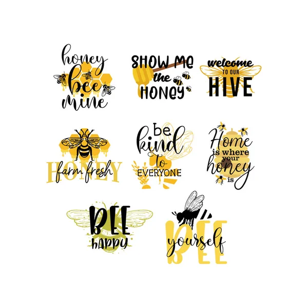 Bee Prints Quotes Vector Illustration Design — Stock Vector