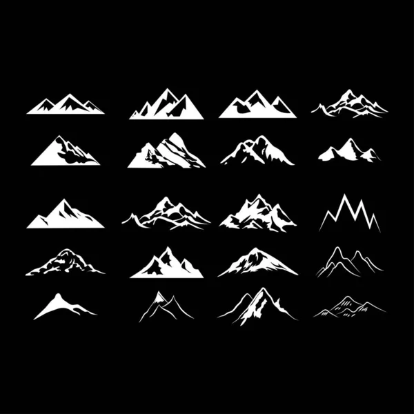 Siyah arkaplanda dağların kümesi, vektör illüstrasyon tasarımı