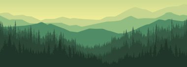 landscape with mountains and pine forests vector picture of nature landscape Template images for landscape designs, posters, presentations.