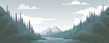 landscape with mountains and fog and rivers mountain vector image Templates for designing presentations and posters.