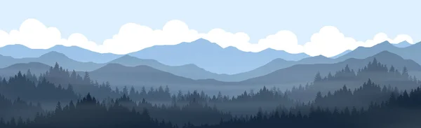 Природні Пейзажні Шпалери Ніщо Гори Соснові Ліси Туманом Вранці Або — стоковий вектор
