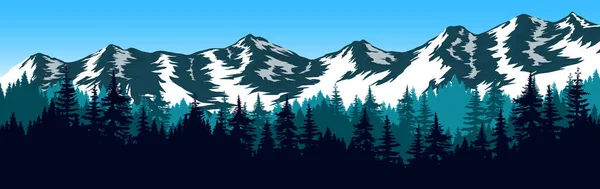 Nature Vector Illustration Snowy Mountains Pine Forest Presentations Backgrounds Cards 图库矢量图片